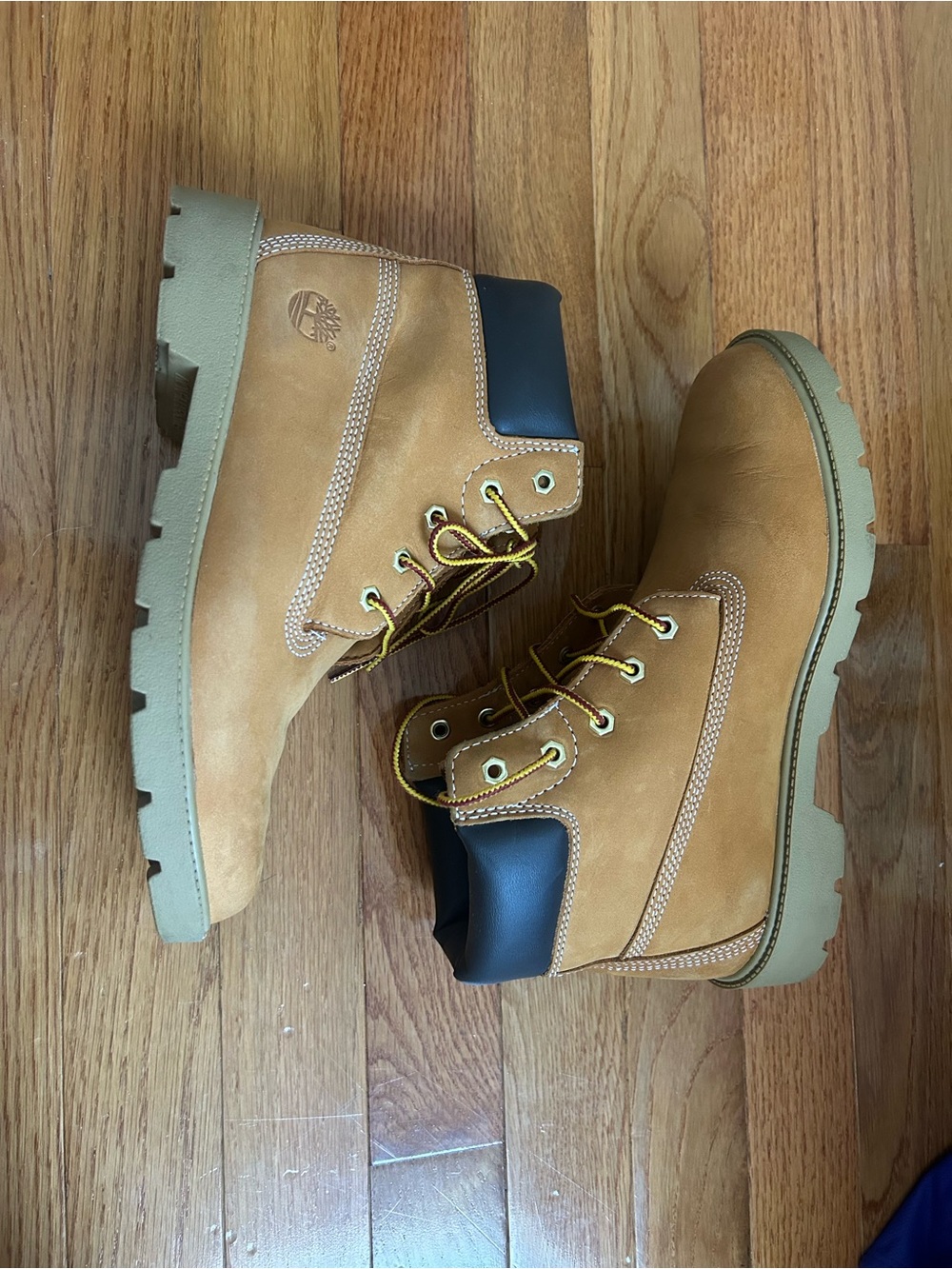 Timberland Wheat Nubuck Lace-Up Work Boots with Black Collar